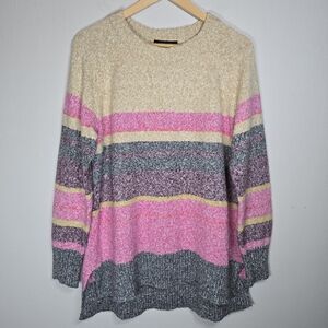 Lane Bryant Women's Sweater Stripe Multi-Color Colorblock 14/16 Cozy Comfy Chic